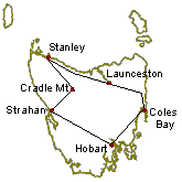 Locations Map of Tasmania